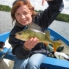 Joanna with colourful perch on Ennell